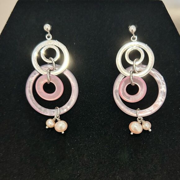 Ballard & Ballard Bracelet and Chandelier Earrings Set Silver, Pink and Lavender - Picture 2 of 7